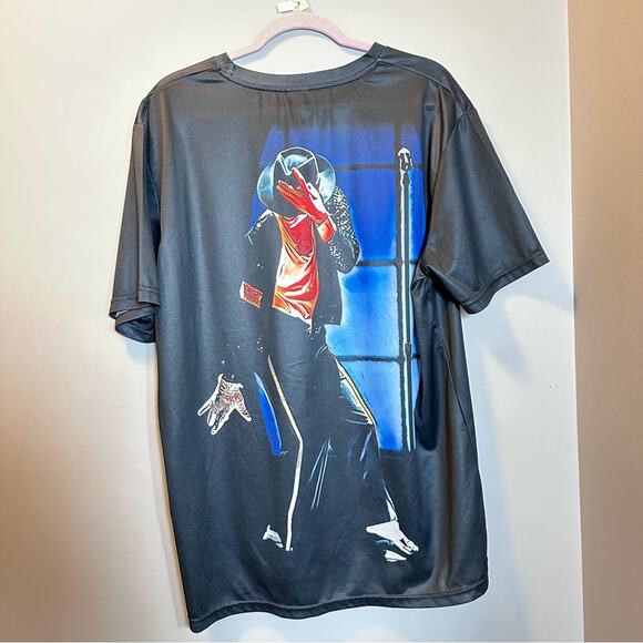 Michael Jackson Tee shirt polyester all over print image on both sides black - Picture 6 of 6